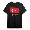 Herren Klassisches T-Shirt Türkische Mosaikkunst Druck T-Shirt Kurz Oversize Baumwolle Schwarz