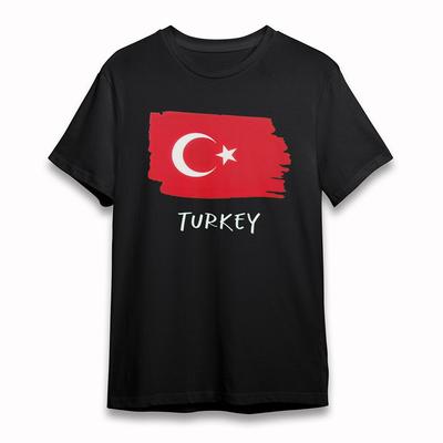 Men's Classic T-Shirt Turkish Mosaic Art Print Tee Short Oversize Cotton Black