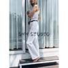 Summer New Women clothes Minimalist Style Five Pocket Decoration White Cotton High Waist Straight Jeans 1889151