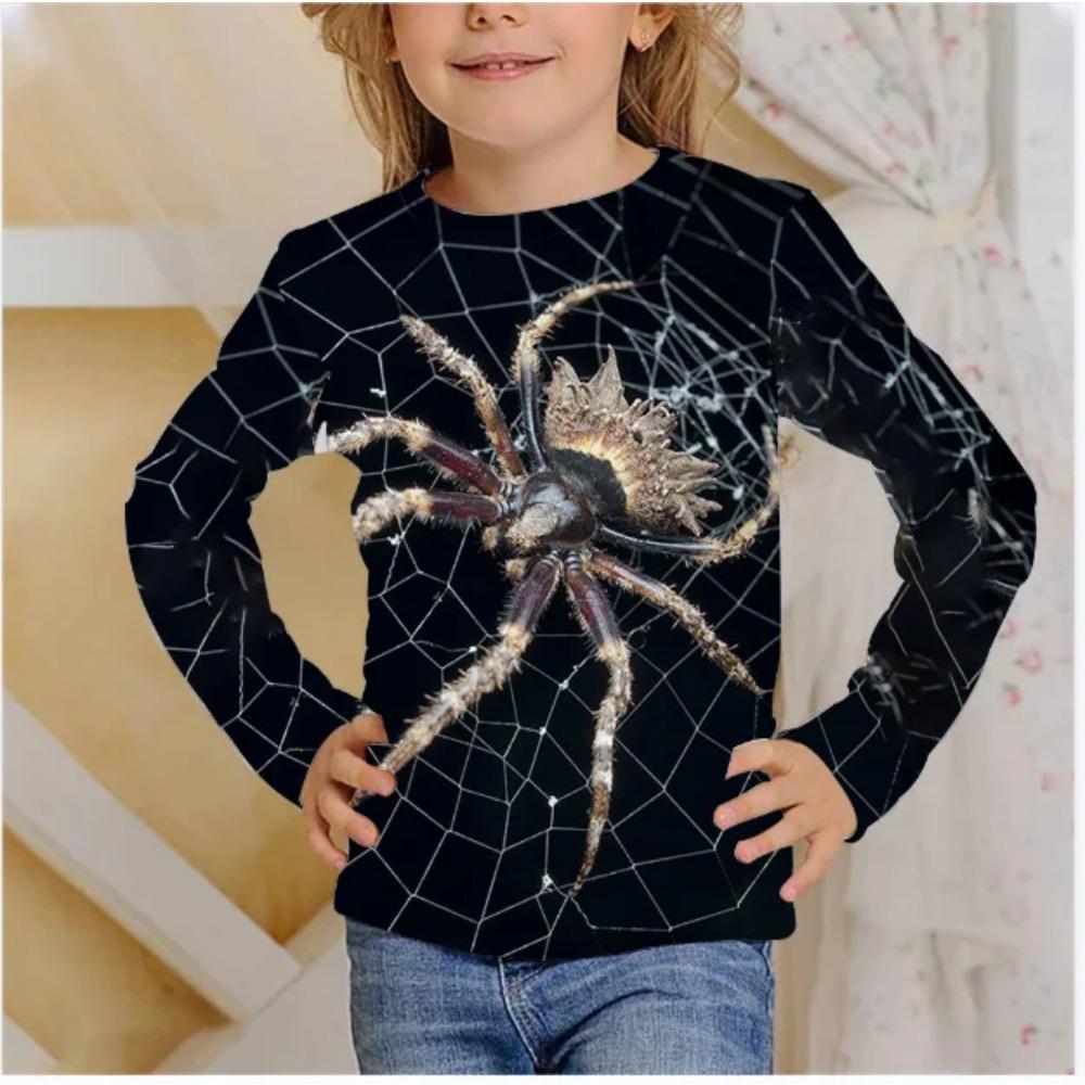 Children's Animal Series 3D Digital Printing Girl Fashion Trend Round Neck Long Sleeved T-shirt
