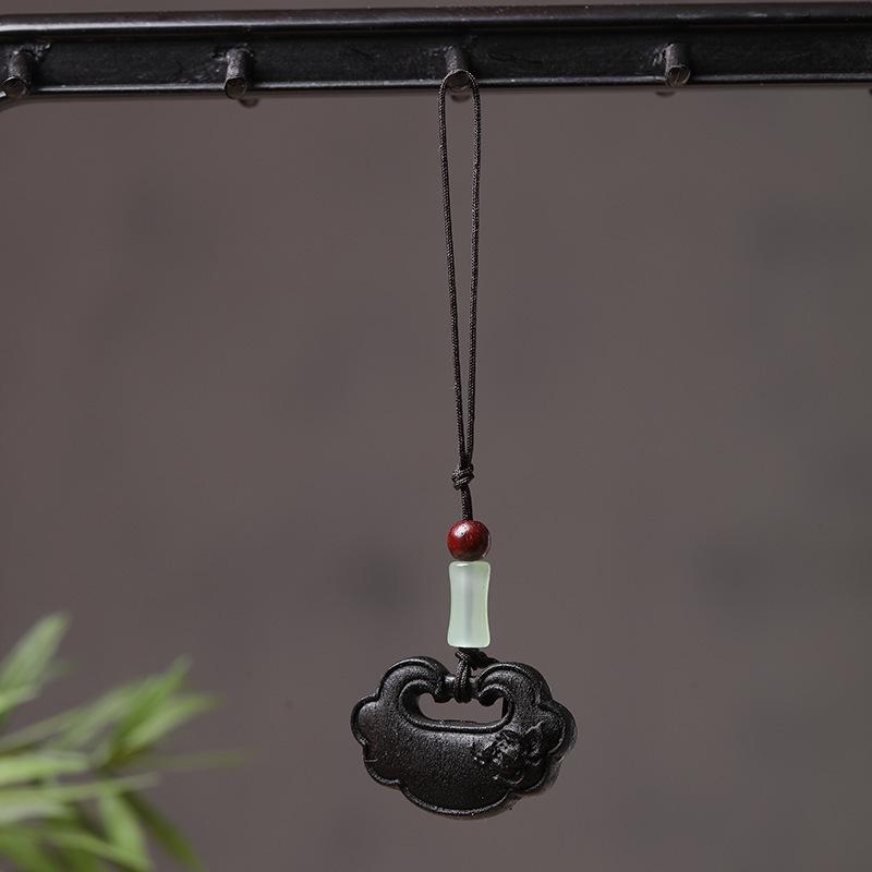 Mini Red Sandalwood Dice Cup Phone Charm Keychain
