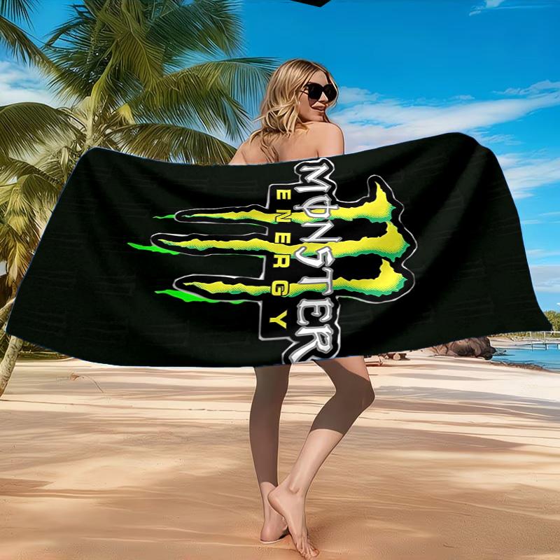 Prosop de Plajă cu Logo Băutură Energizantă Puternică, Uscare Rapidă, Ușor de Întreținut, Potrivit atât pentru Fitness, cât și pentru Vacanțe la Plajă, Esențial Sportiv