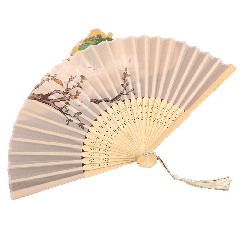 Traditional Chinese Folding Fan: Women's Silk Hanfu Dance & Portable Summer Fan