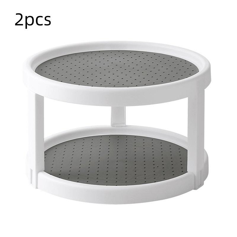 2pcs/Stainless Steel Seasoning Storage Rack Kitchen Round Storage Tray Household Multi-Functional Condiment Rack