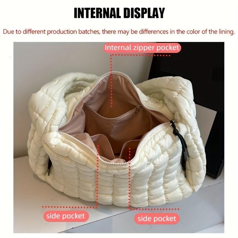 Large Capacity Quilted Shoulder Bags for Women Solid Color Winter Fashion Padded Quilted Hobo Bags