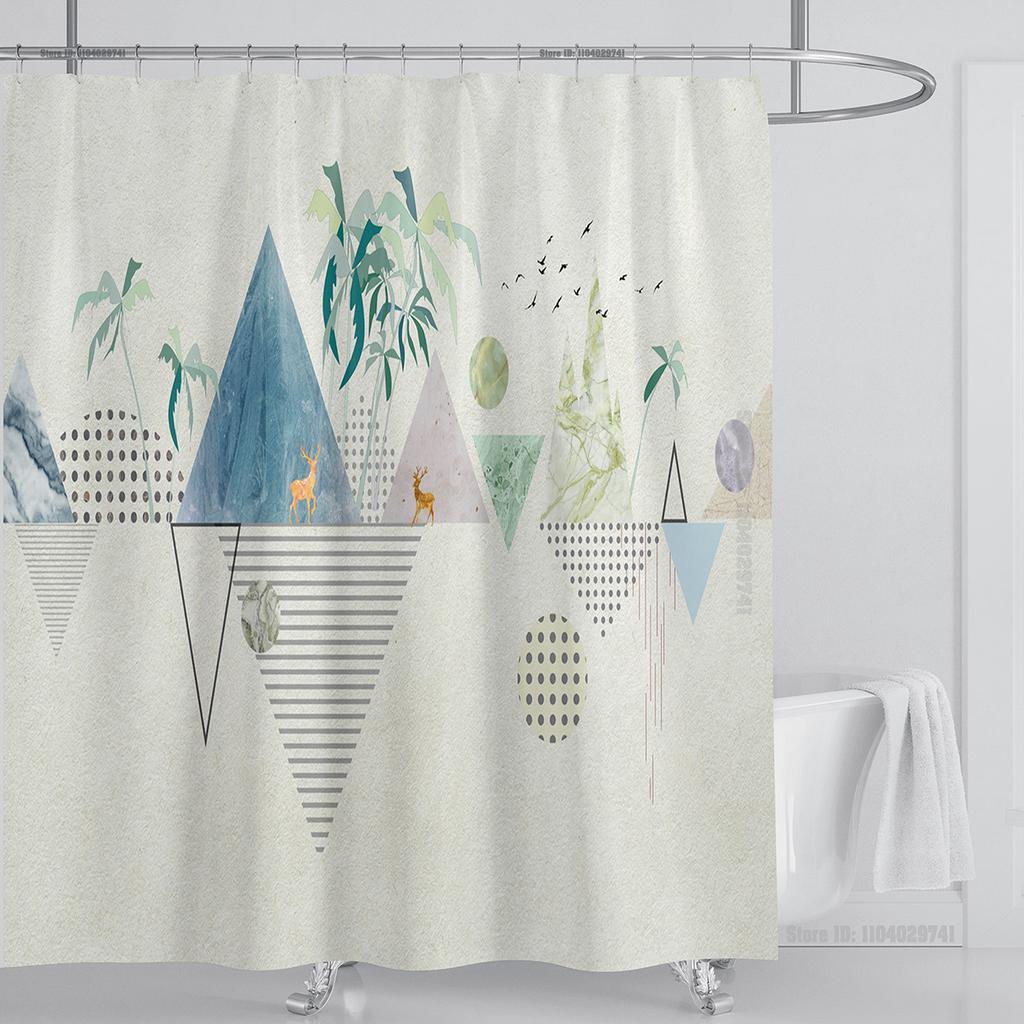 Plant Floral Shower Curtain Waterproof Shower Curtain Polyester Fabric 3D Printed Curtain Bathroom Decoration With Hooks