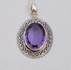 Handmade Oval Amethyst Pendant, 925 Sterling Silver, Boho Anniversary Gift