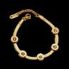 Exquisite European Style Women's Bracelet: Personalized Titanium Steel with Rhinestone Disc, Number Design, 18K Gold, High-End Fashion.