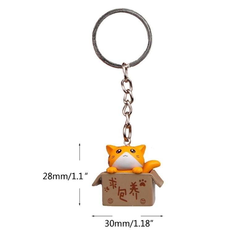 Cute Carton Cat Charm Keychain Mini Animal Keyring Bag Pendant Couple Car Keyholder Backpack Decoration for Women Girl