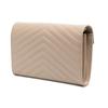 Saint Laurent Ysl Monogram Logo Dorato Pelle Granulosa Trapuntata Portafoglio a Catena Borsa a Spalla Borse Donna Beige Scuro 377828-BOW01-2721