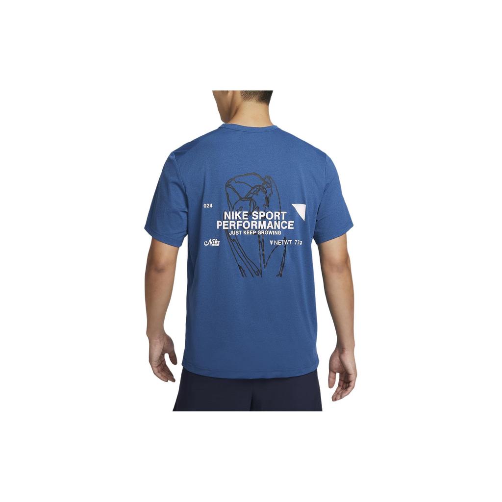 Nike T Shirts Men's Blue Crew Neck Moderate Straight Fit FN3280-476