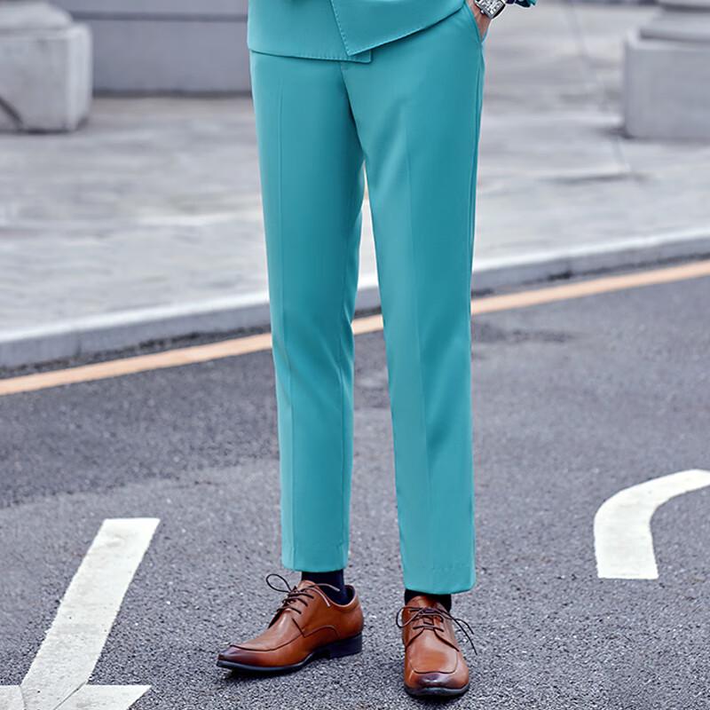 Terman Men's Business Casual Straight-Leg Suit Pants