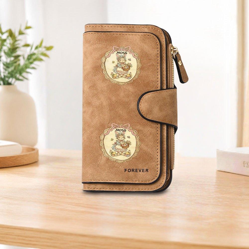 MOSS Vintage Rabbit Long Zipper Wallet Large Capacity Card Holder Unisex Clutch Bag Fashionable Zipper Coin Purse Perfect for Daily Commute Travel