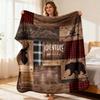 Rustic Adventure Flannel Blanket with Deer And Bear Wilderness Design Soft Warm Brown All-Season Throw for Camping Travel Home Dec