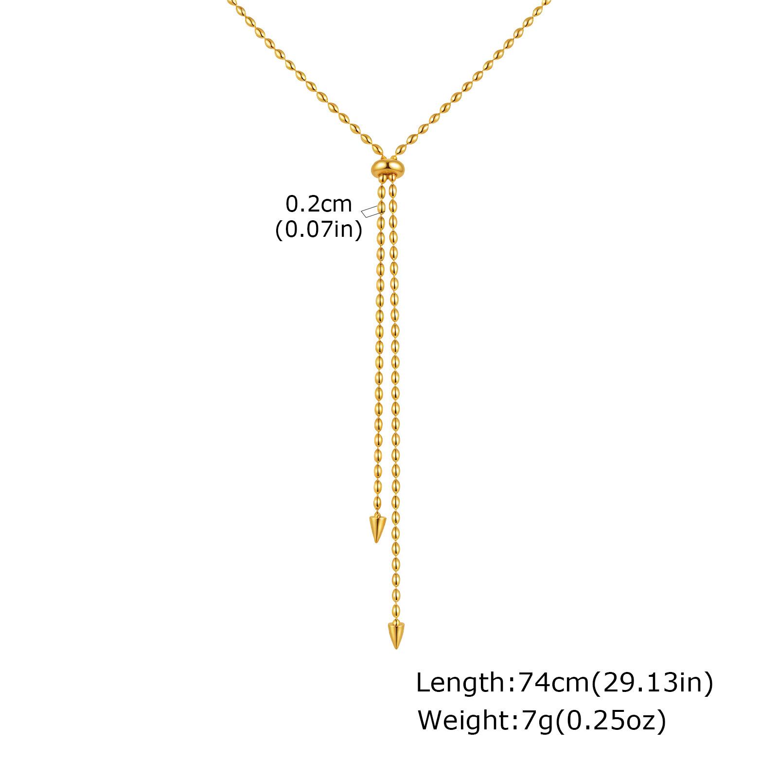 Fashion Accessories Women S Stainless Steel Rice Bead Chain Adjustable Necklace Gold 2140