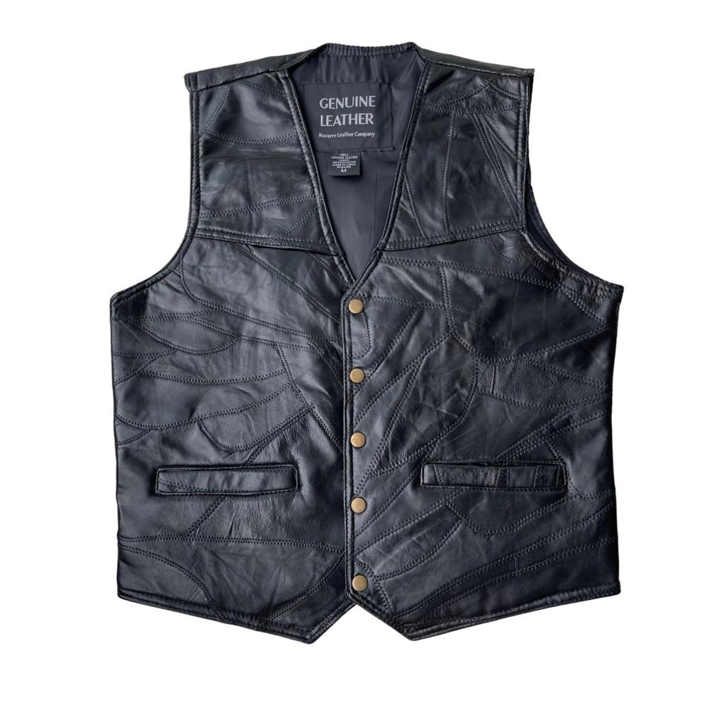 Net version leather vest, men's vest, cycling windproof vest, spliced leather, classic universal model in all seasons