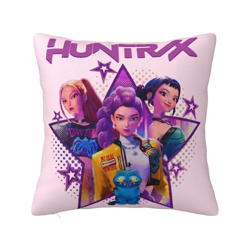 Zespół Dziewczęcy Huntrix Kpop Łowcy Demonów Poszewka z Nadrukiem Poliestrowa Poszewka Dekoracyjna na Poduszkę Poszewka na Poduszkę Samochodową