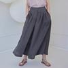 High-Waisted French Retro Linen-Cotton Wide-Leg Cropped Pants with Crinkled Texture