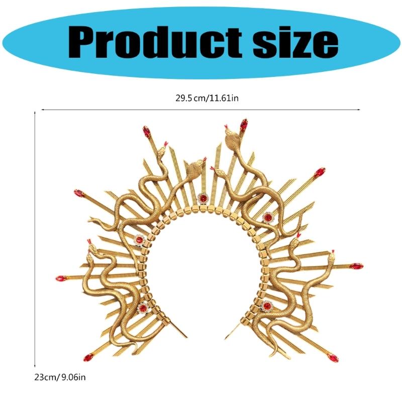 Antique Snake Design Hairband With Spiked Design For Women Daily Use and Special Event Masquerades Party Headpiece