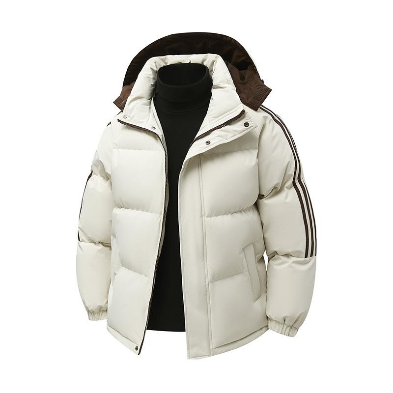 Winter Neueste Herren Entspannte Passform Gestreifte Kapuzenjacke Baumwollwattiert Herren Freizeit Junge Studenten Baumwollwattierte Jacke Baumwollwattierte Jacke