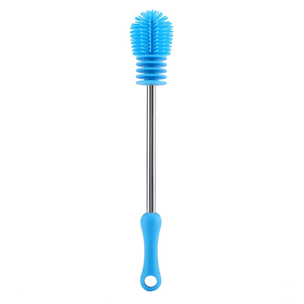 

360 degrees Silicone Bottle Brush Kitchen Cleaner with Anti slip Handle for Washing Green