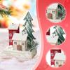 Small Christmas Snow Village House Decors Winter Desktop Ornament Miniature Figurine Xmas Scene House for Office Mantle Holiday