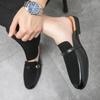 Fashion Luxury Brand Half Shoes 38-48 Men Suede Leather Brown Blue Flat Mules Black Casual Shoes Mens Fashion Mocassin Homme Chaussure