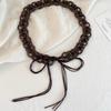 Adjustable Beaded Waist Chain Coffee Retro Tassel Waist Chain Coconut Shell Woven Belt  Cool Girls