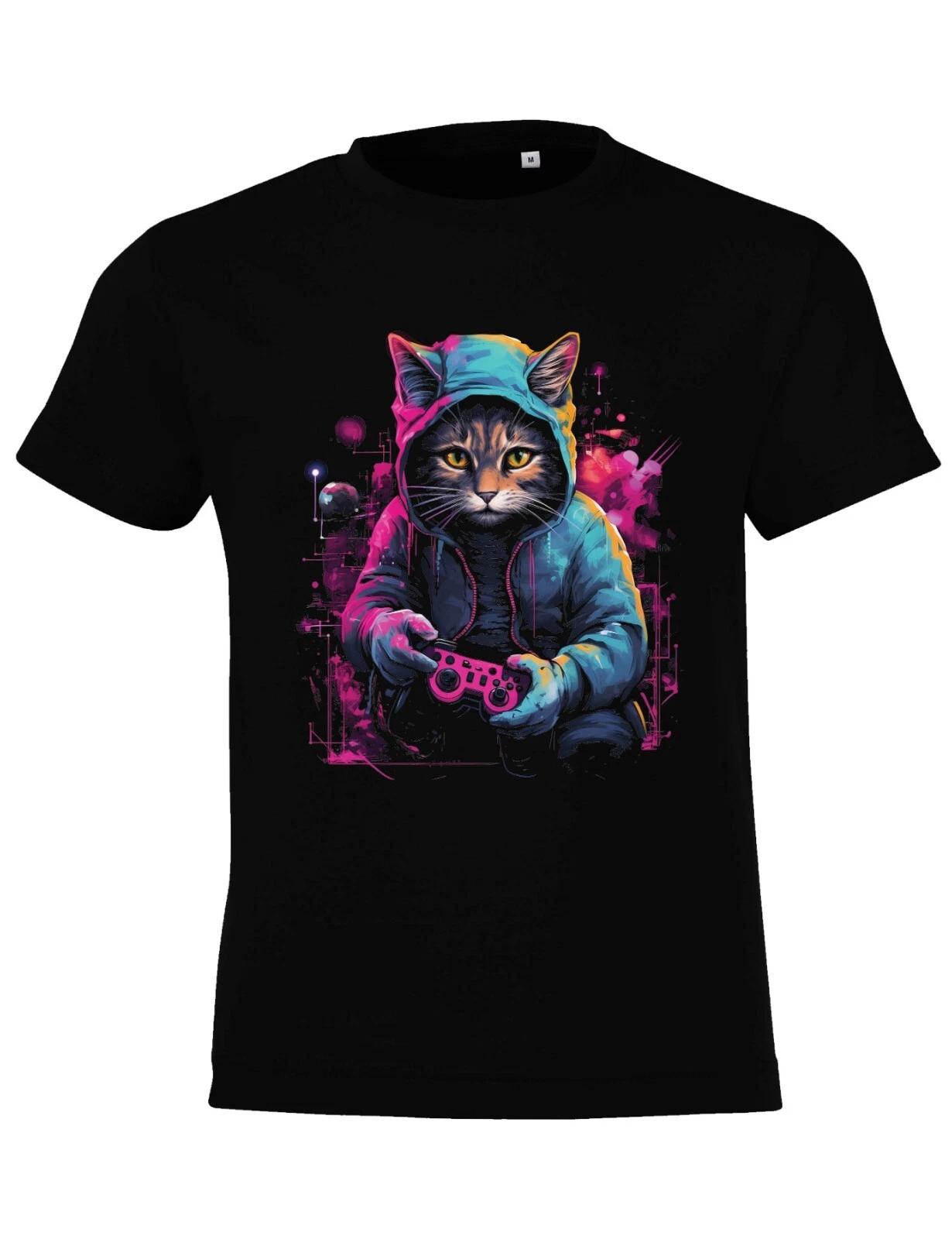 Gaming Cat Stylish Kids kids boys T-Shirt Boys Girls Short Sleeve Tee 120