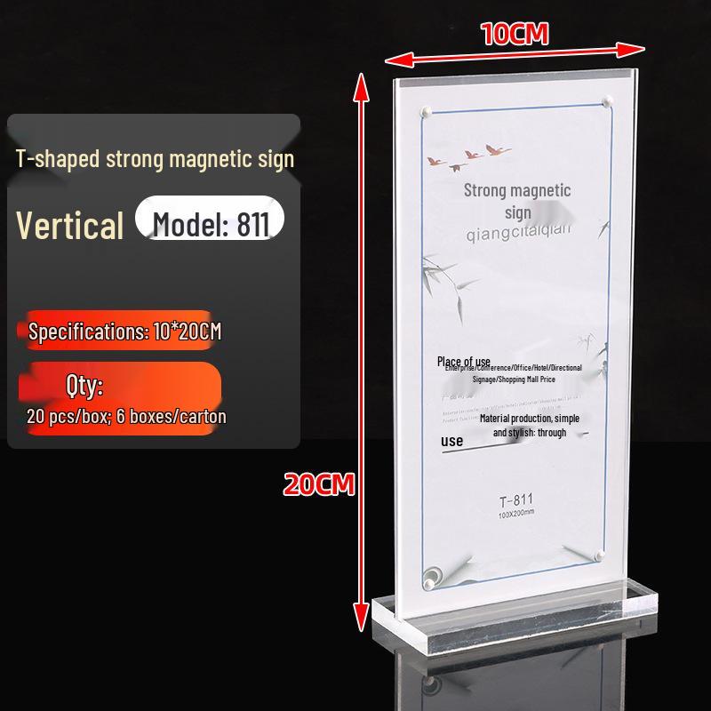 T-Type Magnetic Table Tent Card Holder: Dual-Use Horizontal & Vertical Display Stand