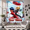 Wandtapijt met Gepersonaliseerde Naam & Tekst, Miraculous Ladybug Decoratief Tapijt Voor Slaapkamer
