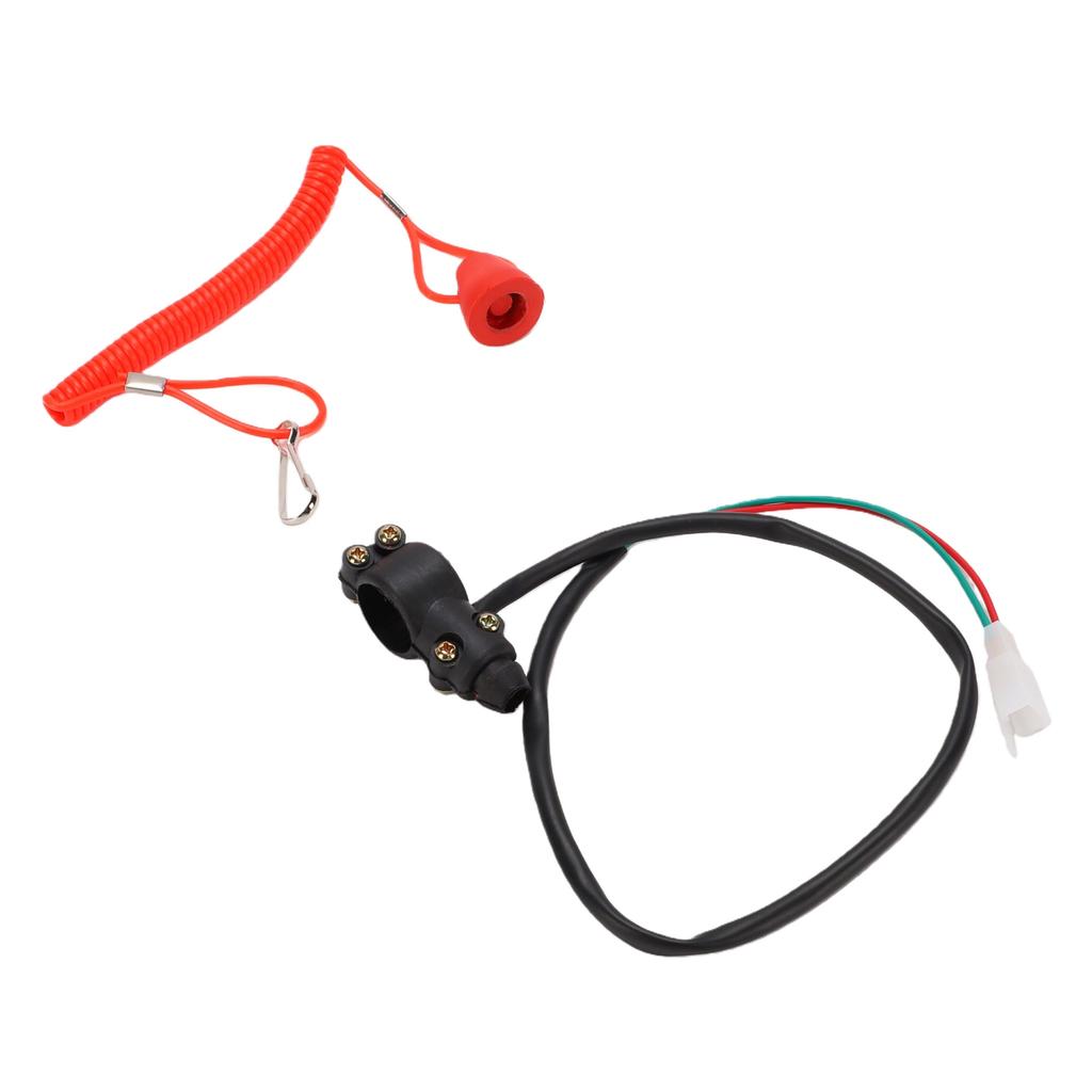 Boat Engine Kill Stop Switch with Safety Tether Lanyard For 22mm Handlebar Motorcycles Dirt Bike ATVs UTVs Outboard
