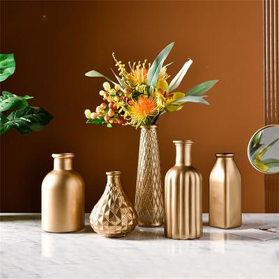Creative Nordic Retro Glass Vase Ornaments Gold Glass Vase Glass Vase Flower Vase Flower Bottle