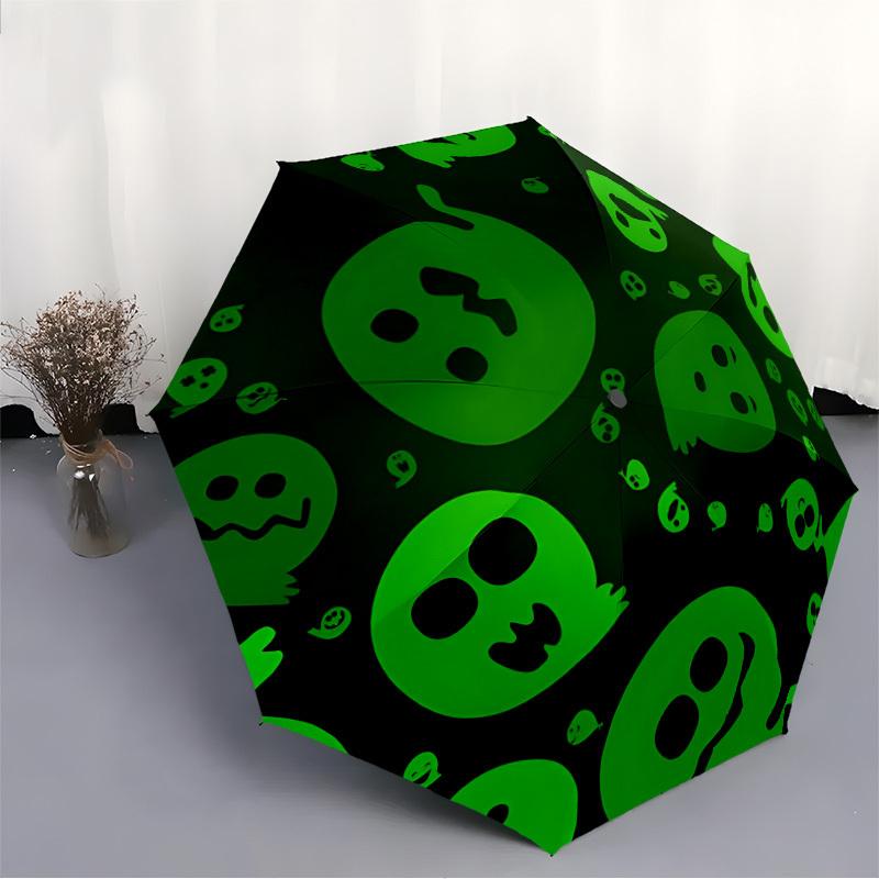 1pc Ghostly Faces Automatic Open/close, All-Season Portable Folding Umbrella, Travel, Everyday, Formal Events080