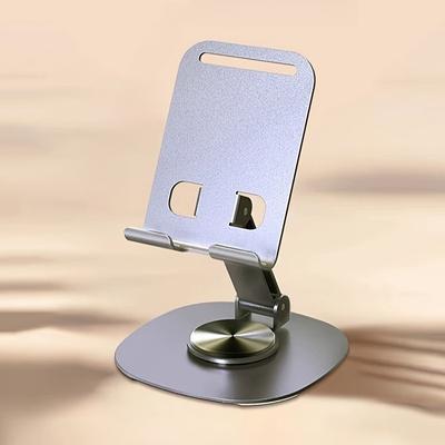 Aluminum Alloy Phone Stand - Waterproof, 360° Rotating Desk Mount with 2-Stage Adjustable & Foldable Design for Office and Bedstand Use