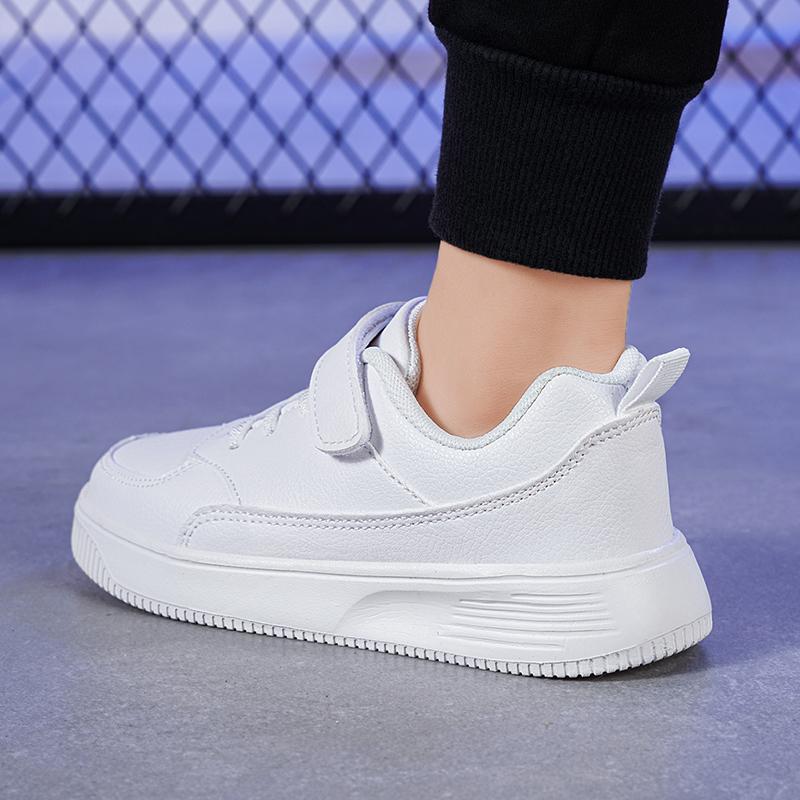 Kids Leather Sneakers Waterproof Casual Sports Shoes Non-slip Children's White Skateboard Shoes Size 26-40