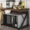 2 Tier Microwave Oven Stand Wood Storage Rack Shelf Z Shape Space Saving Kitchen Bracket Cabinet Organizer Metal + Wood 21.25x13.77x14.17in