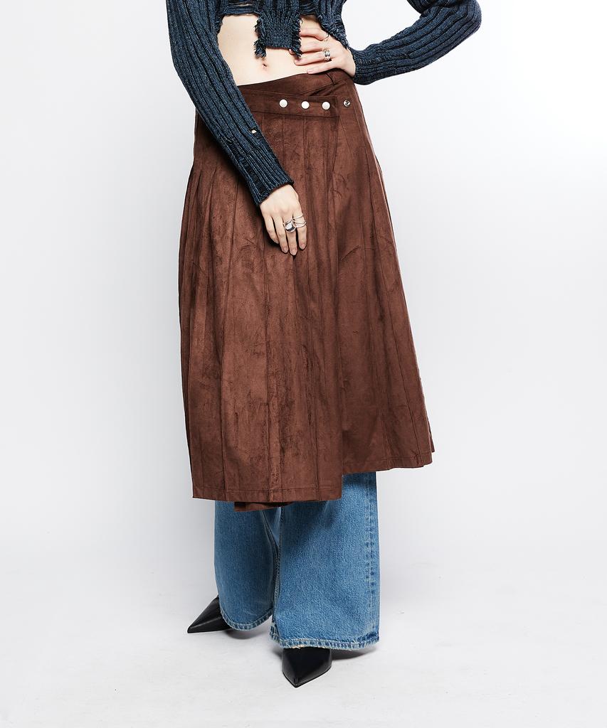 Latizen L7 Pleated Wrap Skirt(Brown)