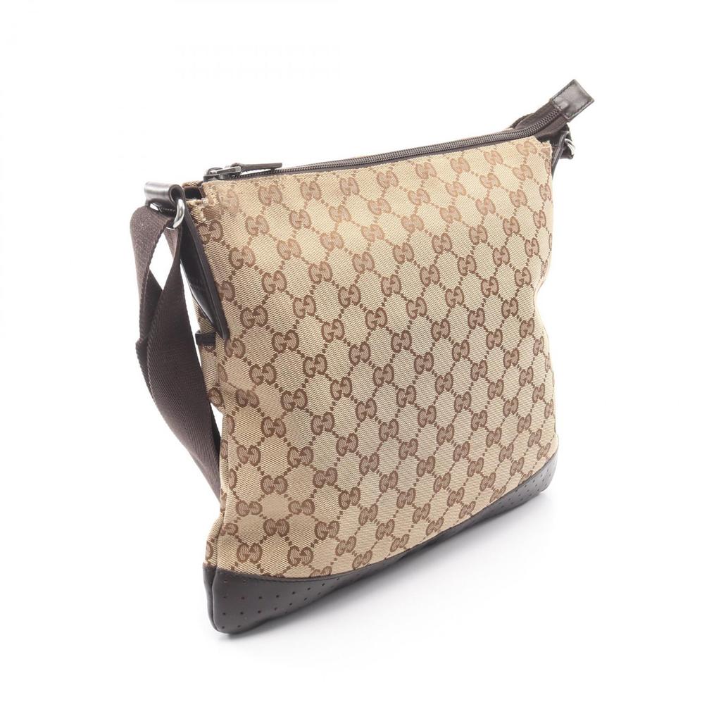 Used GUCCI GG canvas Shoulder Bag 145857 canvas leather Beige Brown Used Women