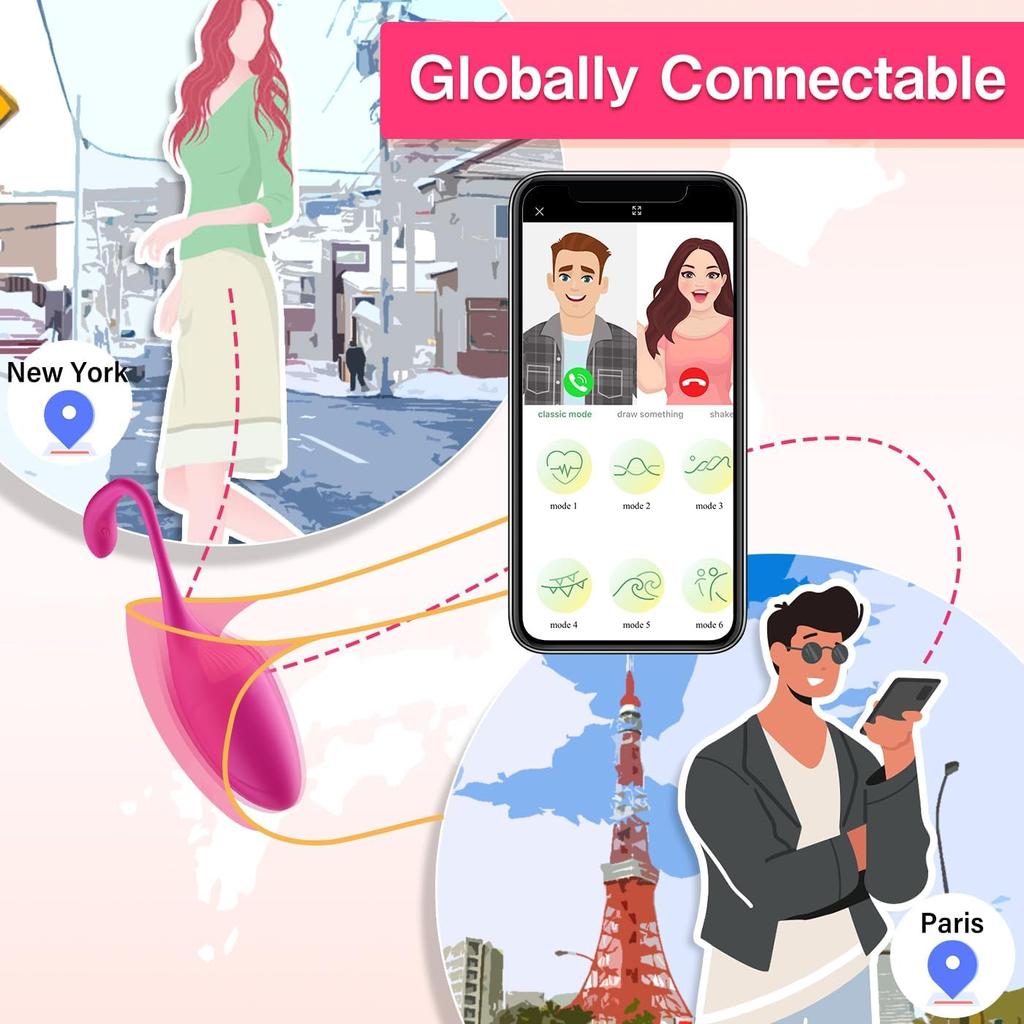 APP Remote Control G-spot Panty Vibrator, Pink Fun Long Distance Bluetooth Wearable, Rechargerable Adult Sex Toys More Than 10 Vibrations for Women