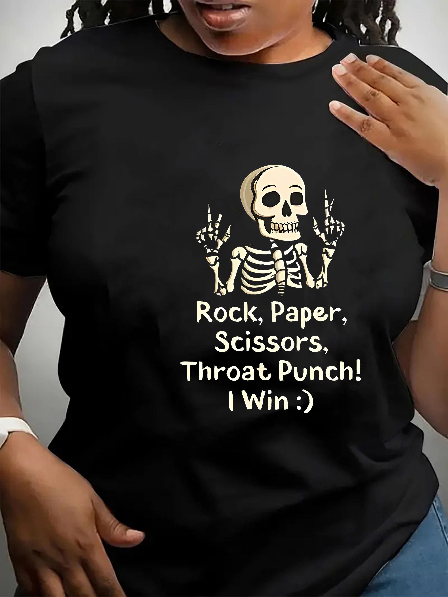 Rock Paper Scissors Throat Punch I Win T-shirt L