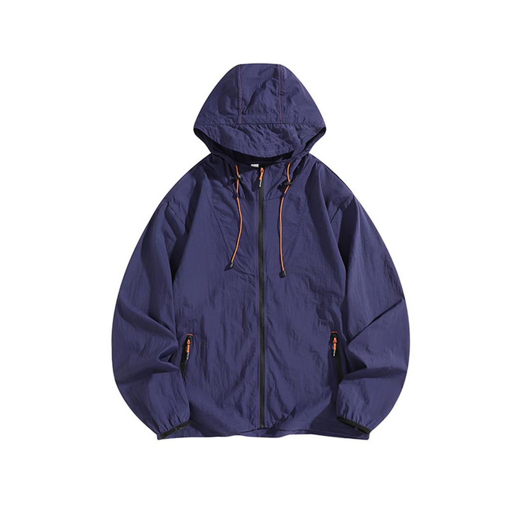 Unisex Lightweight Hooded Jacket Breathable UV Protection Thin Outdoor Windbreaker Full Zip Up Pocketed Coat for Travel