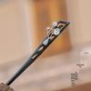 Elegant Ebony Flower Hairpin for Women – Ancient Style, High-End Feel, Simple Chinese Design, Perfect for Daily Use.