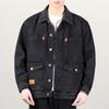 Chaqueta vaquera holgada de talla grande para hombre de primavera y otoño, cárdigan con sección de botones, chaqueta casual de trabajo