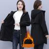 Autumn Winter Mom's Warm Cotton Jacket Parkas Jacket Women Wool Liner Thicken Warm Long Overcoat Loose Hooded Windbreaker Coats