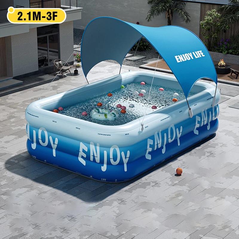 Inflatable Pool 3/2.6/2.1M Large Family Pools Swimming Pool with Canopy Children's Outdoor Removable Basen Toys for Kids Adult