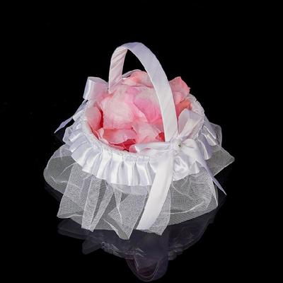 Sturdy Decorative Flower Girl Basket with Ribbon and Bowknot for Wedding Processions Ceremony Daily Use Trendy Women
