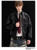 Men's Retro Litchi Pattern PU Leather Winter Motorcycle Jacket