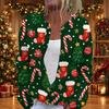 Damen Weihnachtsdruck Langarm Strickjacke, Knopfleiste Feiertagspullover