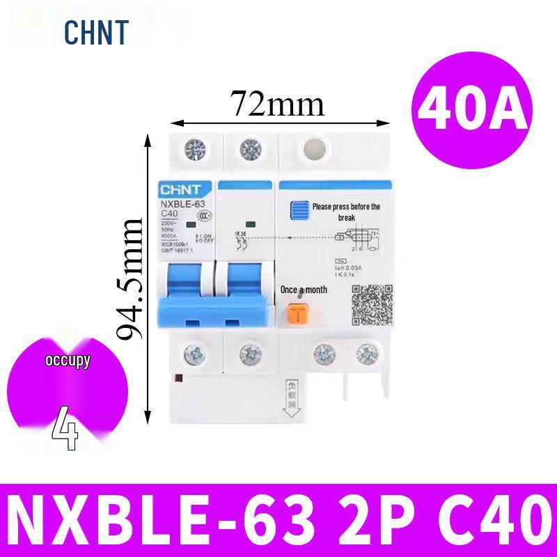 Chint Leakage Protector Circuit Breaker: 2P, 1P3P+N, 4P with Leakage Protection (32A, 20A, 40A, 63A) Air Switch
